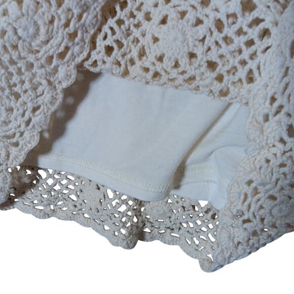 H&M L.O.G.G. Crochet Mini Skirt Size XS Cream Fully Lined Elastic Waist NWT - Picture 6 of 6